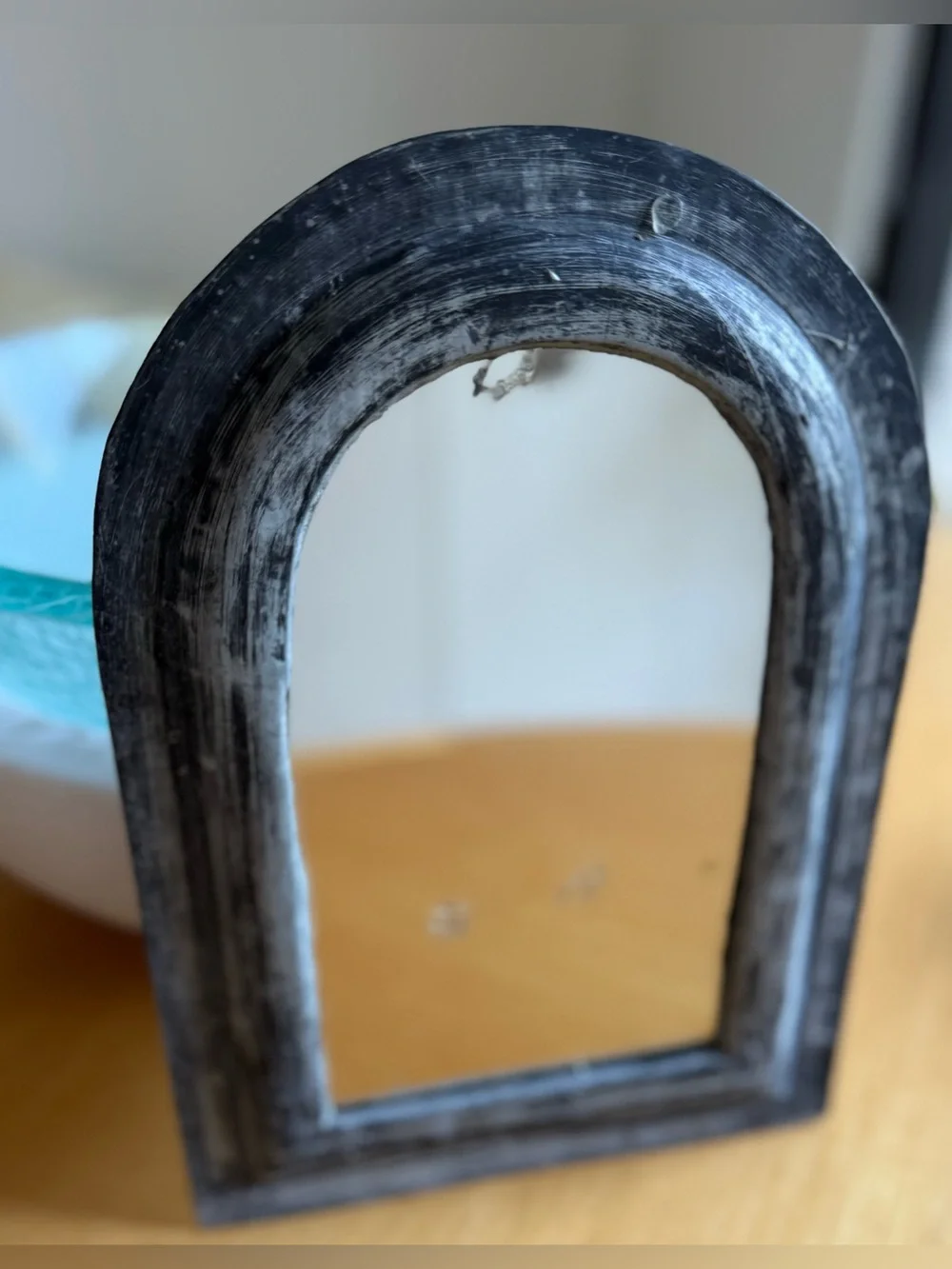 Distressed Black Arched mini Mirror 12X9 Home Wall Decor pier 1 imports brand